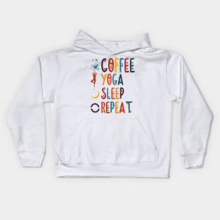 Coffee Yoga Sleep Repeat Sport Latte Caffeine lover Kids Hoodie